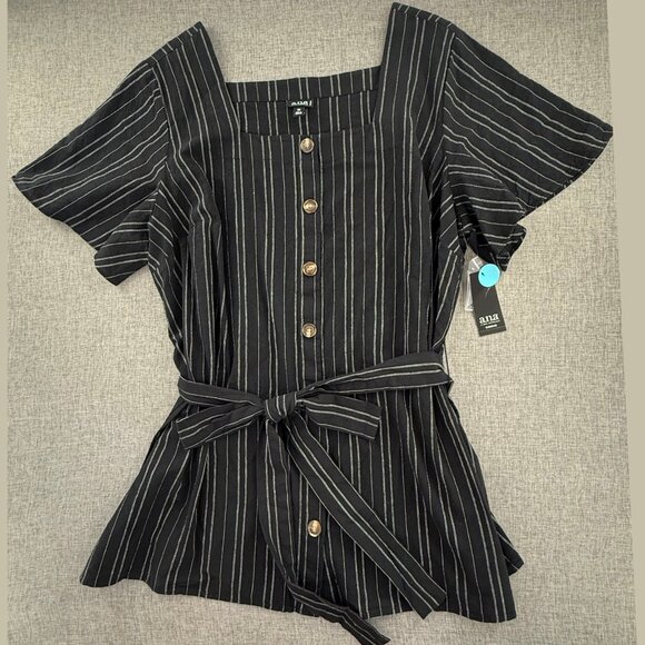 NEW! a.n.a A New Approach Button Top Black Stripe Belt Tie 2X $47 100% Cotton - Picture 1 of 11